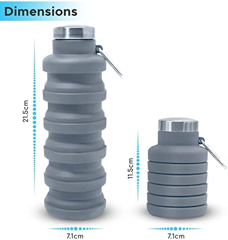 Collapsible Water Bottle Silicone Travel Essential Foldable Gym Bottle Leakproof Hiking Accessories, White - Image 4