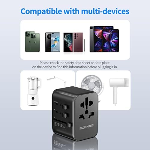 Worldwide Travel Adapter with USB C and A Port, All-in-one Universal Plug Carry Pouch Dual 10A Fuses International Power 4 Plugs Trips to US AU Europe UK - Image 8