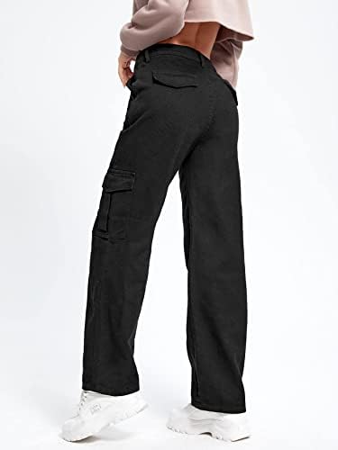 SweatyRocks Women's High Waist Cargo Jeans Flap Pocket Wide Leg Denim Pants - Image 2