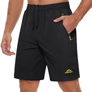 TACVASEN Men's Quick-Drying Training Shorts, Running Shorts, Breathable Sports Shorts with Zip Pockets