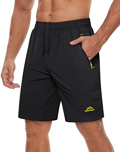 TACVASEN Men's Quick-Drying Training Shorts, Running Shorts, Breathable Sports Shorts with Zip Pockets