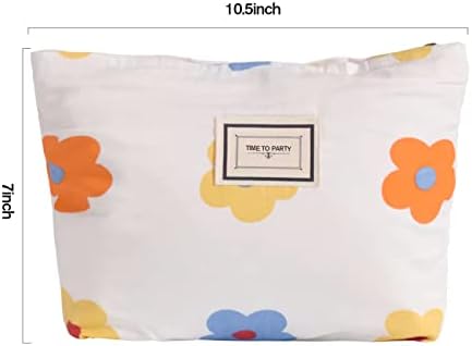 LYDZTION Flower Makeup Bag Cosmetic Bag for Women,Large Capacity Canvas Makeup Bags Travel Toiletry Bag Accessories Organizer - Image 5