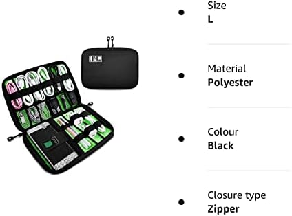 OrgaWise Accessories Bag Travel Electronics Organiser Case for Power Bank, Charging Cable,Tablet, ect (Black) - Image 8
