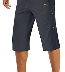 TACVASEN Men's Quick Dry Breathable Outdoor Sports Elastic Capri Shorts with Zipper Pockets