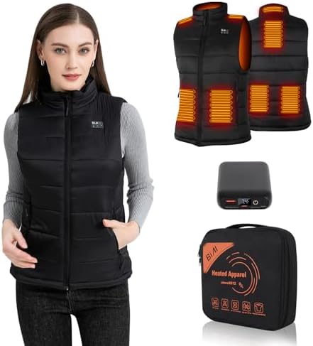 BIAL Heated Gilet Womens, Heated Vest with Fast Charging 16000mAh Battery Pack 7.4V, Heated clothes Lightweight Body Warmer Heated Jacket Electric Heated Waistcoat for Ladies Women