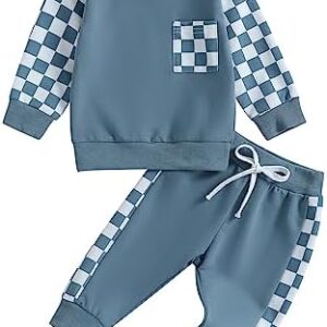 Toddler Baby Boy Fall Winter Outfit Contrast Color Long Sleeve Sweatshirts Stretch Jogger Pants Newborn Clothes Set