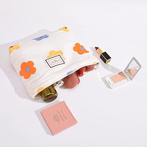 LYDZTION Flower Makeup Bag Cosmetic Bag for Women,Large Capacity Canvas Makeup Bags Travel Toiletry Bag Accessories Organizer - Image 2