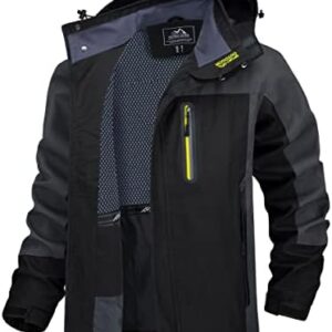 TACVASEN Men's Sports Jacket Breathable Outdoor Water-Resistant Hiking Mountain Jacket Multi-Pockets