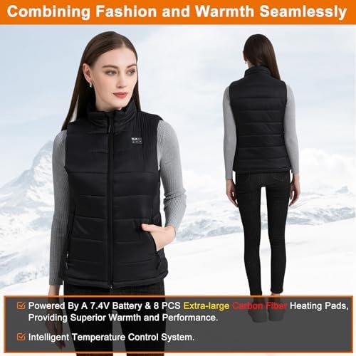 BIAL Heated Gilet Womens, Heated Vest with Fast Charging 16000mAh Battery Pack 7.4V, Heated clothes Lightweight Body Warmer Heated Jacket Electric Heated Waistcoat for Ladies Women - Image 2