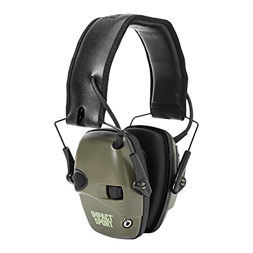 Howard Leight by Honeywell 1013530 Impact Sport Sound Amplification Electronic Shooting Earmuff, Classic Green