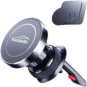 Rainway Car Phone Holder, Upgrade Hook Magnetic Phone Car Mount with 6 N52 Magnets, [360° Rotation] Air Vent Universal Mobile Phone Holder for Car Accessories, Compatible with iPhone, Samsung, etc.