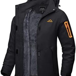 TACVASEN Women's Windproof Waterproof Jacket Softshell Warm Breathable Fleece Outdoor Coat with Detachable Hood