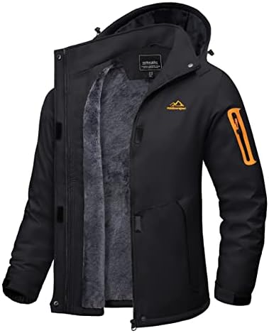 TACVASEN Women's Windproof Waterproof Jacket Softshell Warm Breathable Fleece Outdoor Coat with Detachable Hood