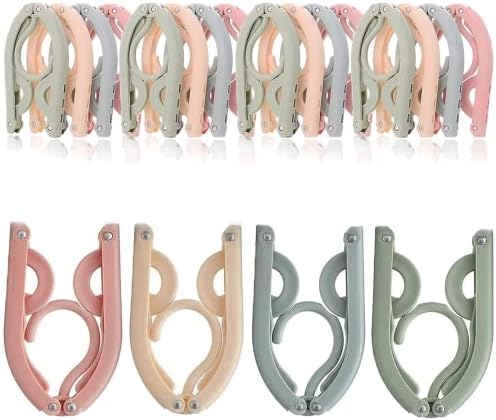 Portable Travel Hangers, 12 PCS Portable Folding Plastic Clothes Coat Hangers, Magic Folding Coat Racks Multifunction Travel Accessories for Home Travel Outdoor Camping, 4 Colors
