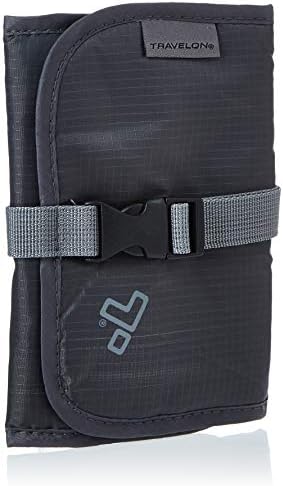 Travelon Tech Accessory Organizer, Charcoal, OPEN 13.75 x 6.5 x .1 CLOSED 6.5 x 5 x 1, Travelon Tech Accessory Organizer