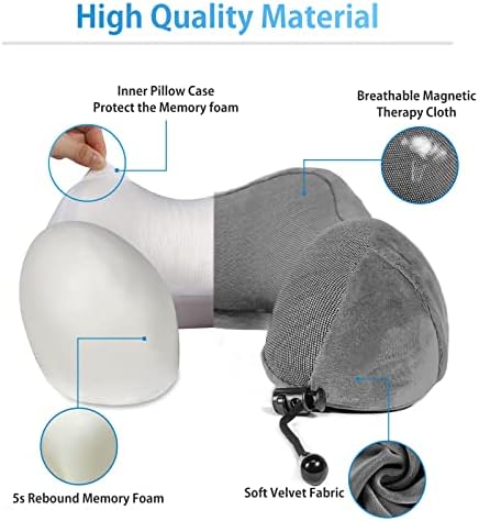 LUXSURE Travel Pillow Neck Pillow Memory Foam for Sleeping Comfortable Support Head Cushion Flight Pillow Special Designed Neck Chin Support for Plane & Car & Office (Grey) - Image 4