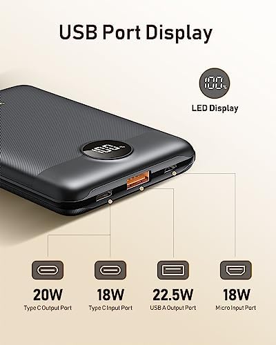 VEEKTOMX Power Bank Fast Charging 22.5W, 10000mAh Mini USB C Portable Charger with PD QC 3.0, Ultra Compact Portable Battery Bank, Small External Battery Packs for iPhone, Samsung, iPad, Heated Vest - Image 3