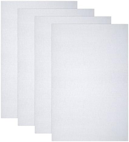 Pllieay 4 Pieces 14 Count Reserve Aida Cloth White Cross Stitch Cloth 45 x 30 cm Cotton Aida Fabric for Embroidery - Image 2