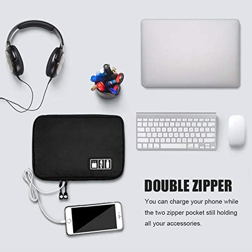 OrgaWise Accessories Bag Travel Electronics Organiser Case for Power Bank, Charging Cable,Tablet, ect (Black) - Image 6