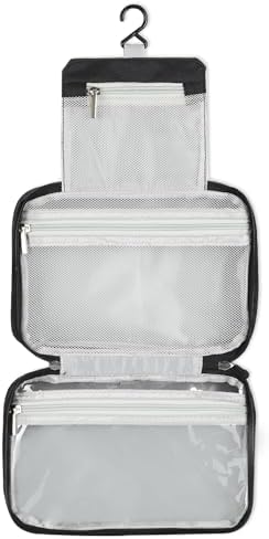 Hanging Toiletry Bag, Etercycle Portable Travel Toiletry Bags for Women Men, Waterproof Make up Wash Bag with Hook and Handle for Gym, Shower and Cosmetics(Black)