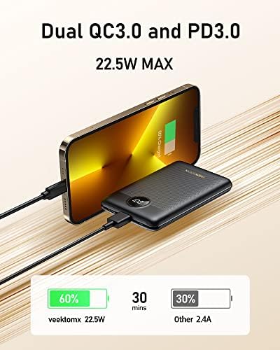 VEEKTOMX Power Bank Fast Charging 22.5W, 10000mAh Mini USB C Portable Charger with PD QC 3.0, Ultra Compact Portable Battery Bank, Small External Battery Packs for iPhone, Samsung, iPad, Heated Vest - Image 2