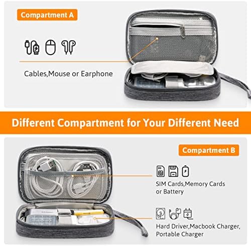 OrgaWise Accessories Bag Travel Electronics Organiser Cables Case for Power Bank, Charging Cable, Power Bank,Tablet, ect (S-Grey) - Image 3