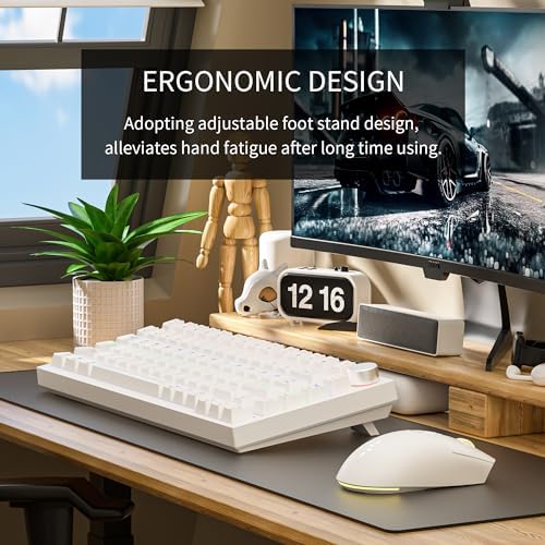 NEWMEN GM326 Mechanical Keyboard,Wired Gaming Keyboard,75% Percent TKL Hot Swappable Compact LED Backlit USB C Mechanical Gaming Keyboard with Knob for PC Windows Mac,QWERTY Layout,White,Red Switches - Image 7