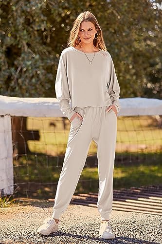PRETTYGARDEN Women's Fashion Outfits 2 Piece Sweatsuit Solid Color Long Sleeve Pullover Long Pants - Image 8