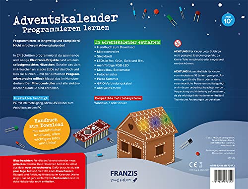 Franzis 67344-2 Advent Calendar Learn to Program, 24 Exciting Electronic Projects, for Children from 10 Years, Colourful - Image 2