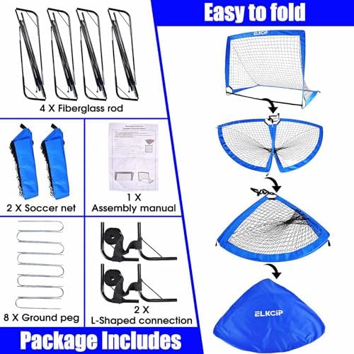 Kids Soccer Goals for Backyard, 2 of 4' x 3' Portable Soccer Nets Training Equipment, Pop Up Soccer Net for Youth Outdoor Sports Games - Image 4