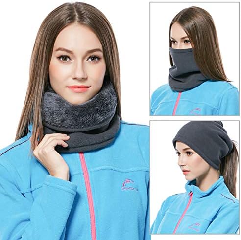 TAGVO Winter Fleece Neck Warmer, Soft Double Layer Fleece Thick Thermal Neck Gaiter Elastic Multifunctional Scarf Windproof Skiing Neck Tube Ear Warmer Balaclava Hood Unisex for Outdoor Sports - Image 2