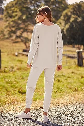 PRETTYGARDEN Women's Fashion Outfits 2 Piece Sweatsuit Solid Color Long Sleeve Pullover Long Pants - Image 2