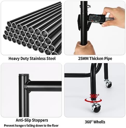 dosleeps Clothes Rails 4FT Clothing Rail on Wheels Metal Heavy Duty Carment Hanging Rack Coat Display Stand For Bedroom, Living Room (4ft) - Image 5