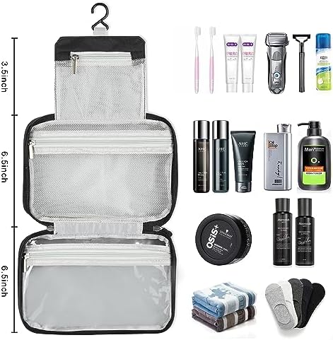 Hanging Toiletry Bag, Etercycle Portable Travel Toiletry Bags for Women Men, Waterproof Make up Wash Bag with Hook and Handle for Gym, Shower and Cosmetics(Black) - Image 3