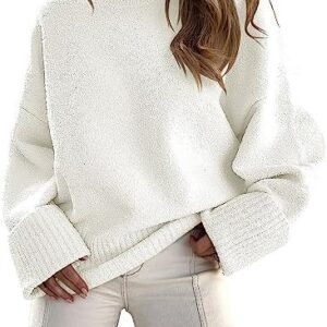 ANRABESS Women's Crewneck Long Sleeve Oversized Fuzzy Knit Chunky Warm Pullover Sweater Top