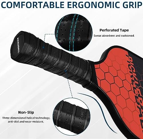 Touyinger Pickleball Paddles, Set of 4 Pickleball Racket with Fiberglass Surface PickleBall Set with 4 Balls Equipment and Portable Bag, Indoor & Outdoor Pickleball Sports for Men Women - Image 3