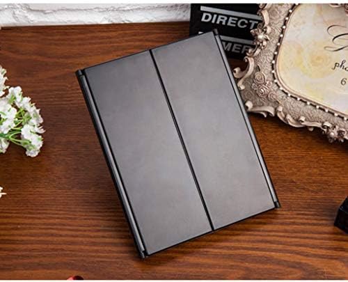 Dproptel Unique Tri-Fold Cosmetic Makeup Mirror Travel Compact Pocket Make Up Mirror with 8 LED Lights Battery Included - Black - Image 3