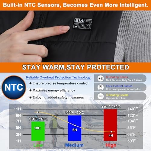 BIAL Heated Gilet Womens, Heated Vest with Fast Charging 16000mAh Battery Pack 7.4V, Heated clothes Lightweight Body Warmer Heated Jacket Electric Heated Waistcoat for Ladies Women - Image 3
