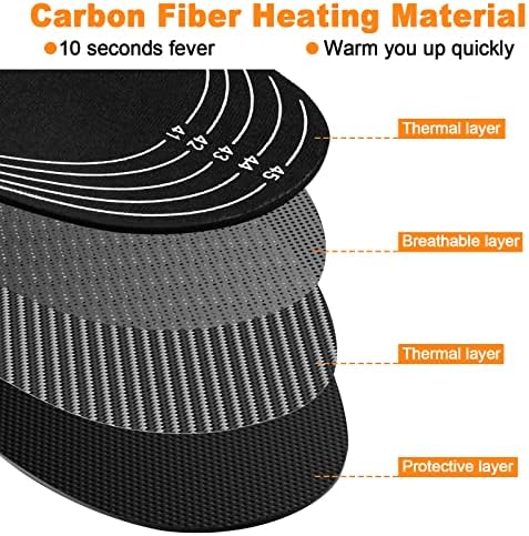 Heated Insoles, USB Heated Shoes Outdoor Sports Feet Warmer for Men and Women Winter Hunting Ski Fishing Hiking Electric Heated Foot Warmer Insole Black Size 8-11/41-45 - Image 3