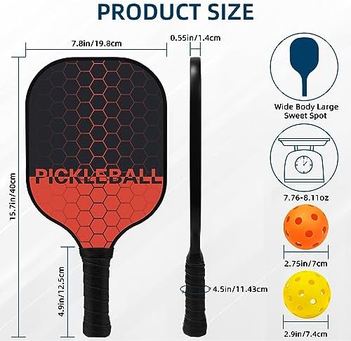 Touyinger Pickleball Paddles, Set of 4 Pickleball Racket with Fiberglass Surface PickleBall Set with 4 Balls Equipment and Portable Bag, Indoor & Outdoor Pickleball Sports for Men Women - Image 7