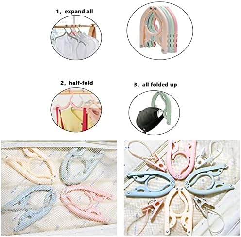 Portable Travel Hangers, 12 PCS Portable Folding Plastic Clothes Coat Hangers, Magic Folding Coat Racks Multifunction Travel Accessories for Home Travel Outdoor Camping, 4 Colors - Image 6