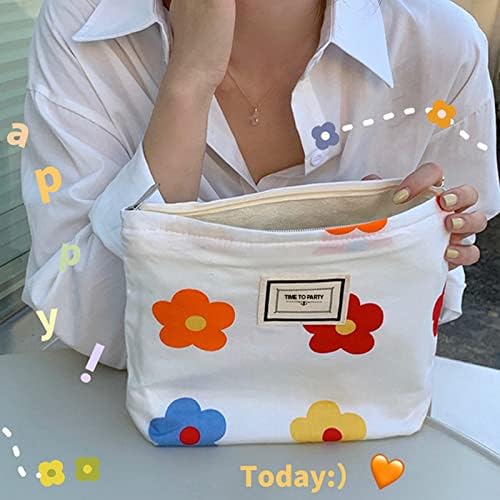 LYDZTION Flower Makeup Bag Cosmetic Bag for Women,Large Capacity Canvas Makeup Bags Travel Toiletry Bag Accessories Organizer - Image 3