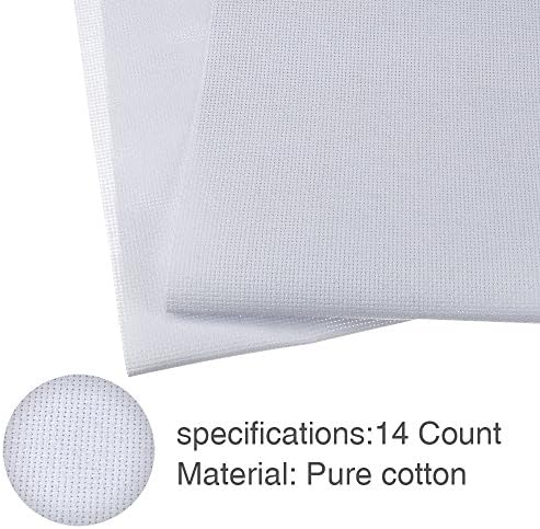 Pllieay 4 Pieces 14 Count Reserve Aida Cloth White Cross Stitch Cloth 45 x 30 cm Cotton Aida Fabric for Embroidery - Image 4