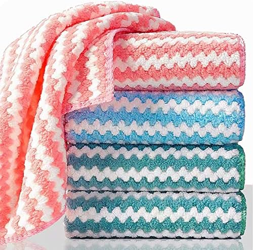 Microfibre Cleaning Rag, 10 Pack Microfiber Cleaning Cloth, Super Absorbent Reusable Cleaning Towels, Multipurpose Coral Fleece Cleaning Cloth for Living Room Car Window Bathroom Kitchen 28×28cm